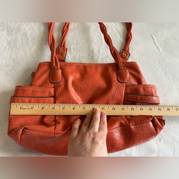 Vintage Tote Handbag Elegant Orange Women's Leather RN#108833 - Picture 4 of 16